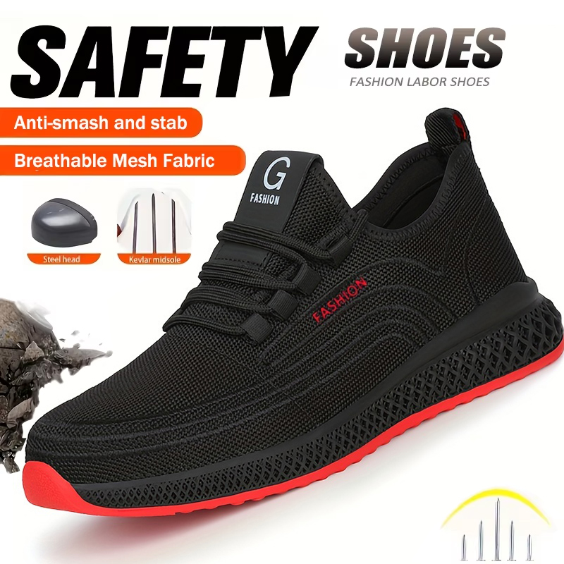 Work Boot Steel Toe - Anti-Smash Puncture-Proof Indestructible Mining boots Steel