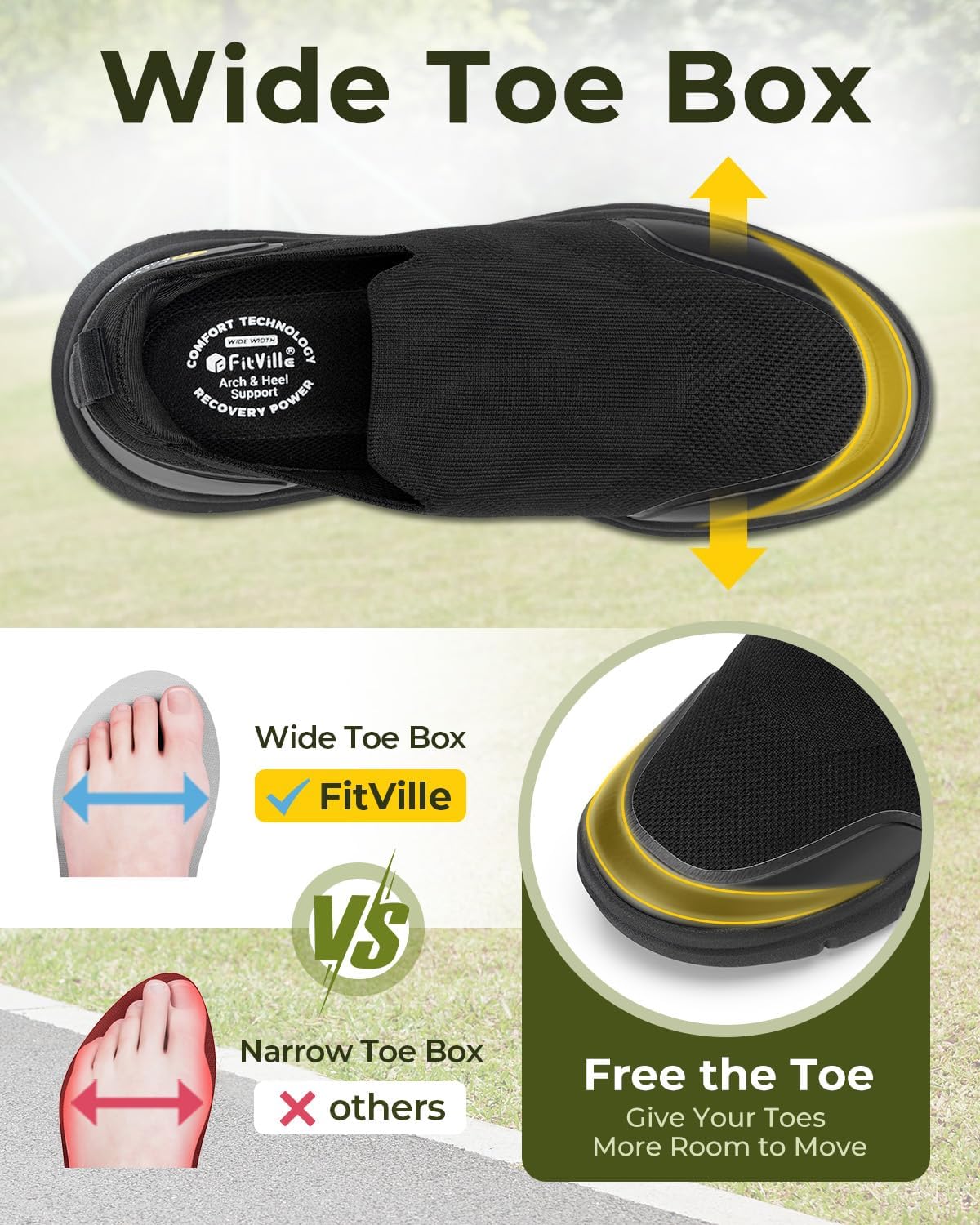 FitVille Men'S Extra Wide Slip - Men'S Shoes For Plantar Fasciitis recension och pris