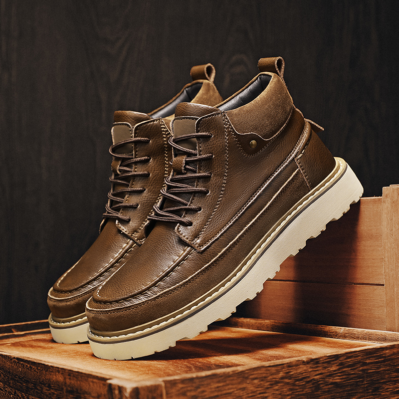 Men Brown Fleece Lined Warm Hi - Men'S Shoes For Work recension och pris